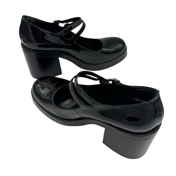 NEW Celine Tess Babies Perforated Triomphe Black Patent Platform Heels Size 7.5 - Picture 7 of 16